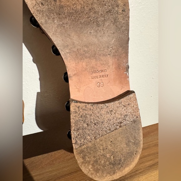 Valentino Garavani Red Leather Strappy Sandals Brown Studded Size 39 US 9 Brown - Picture 11 of 11